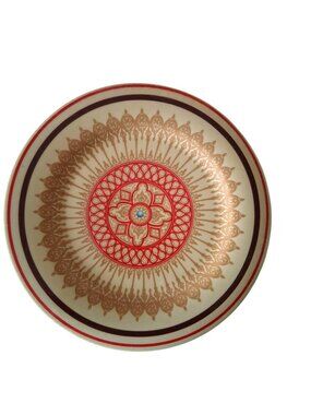 Bongénre Vintage Melamine Plates Red/Orange & Gold Mandala Four 12" & Four 10"
